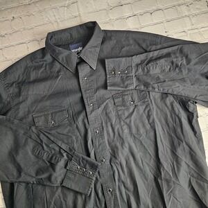 Wrangler Cowboy Cut XXL Pearl Snap Button Up Shirt Western Classic Fit Black
